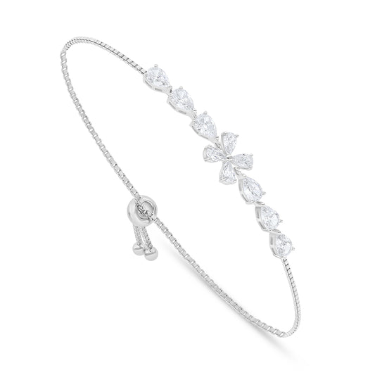 اسورة من الفضة الخالصة عيار 925 مطلية روديوم مرصعة فص ابيض