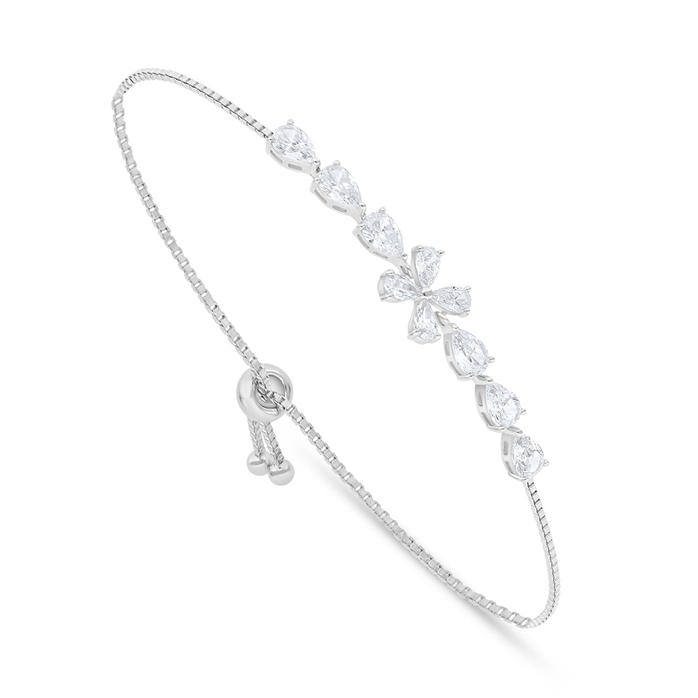 اسورة من الفضة الخالصة عيار 925 مطلية روديوم مرصعة فص ابيض