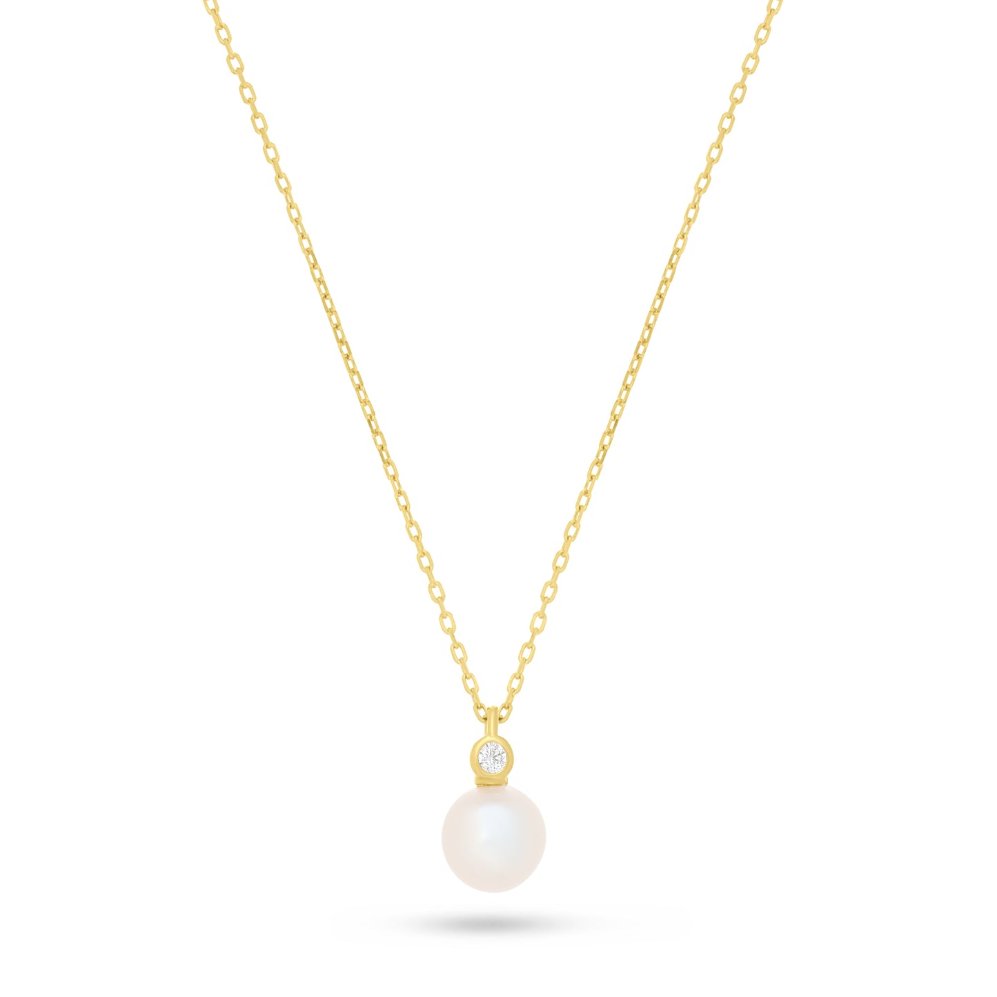 Sterling Silver 925 Necklace Golden Plated Embedded With Natural White Pearl And White Zircon