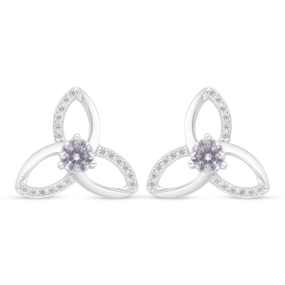 اقراط من الفضة الخالصة عيار 925 مطلية روديوم مرصعة زركون بنك و فص ابيض