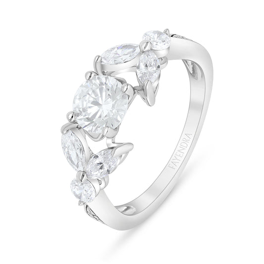 خاتم من الفضة الخالصة عيار 925 مطلي روديوم مرصع فص ابيض