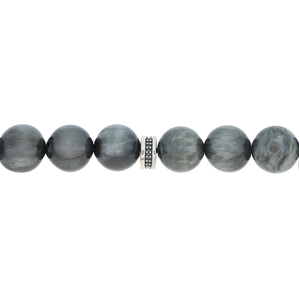 Rosary 33 Eagle Eye Round Bead 09 mm With Oxidized Silver 925 Set