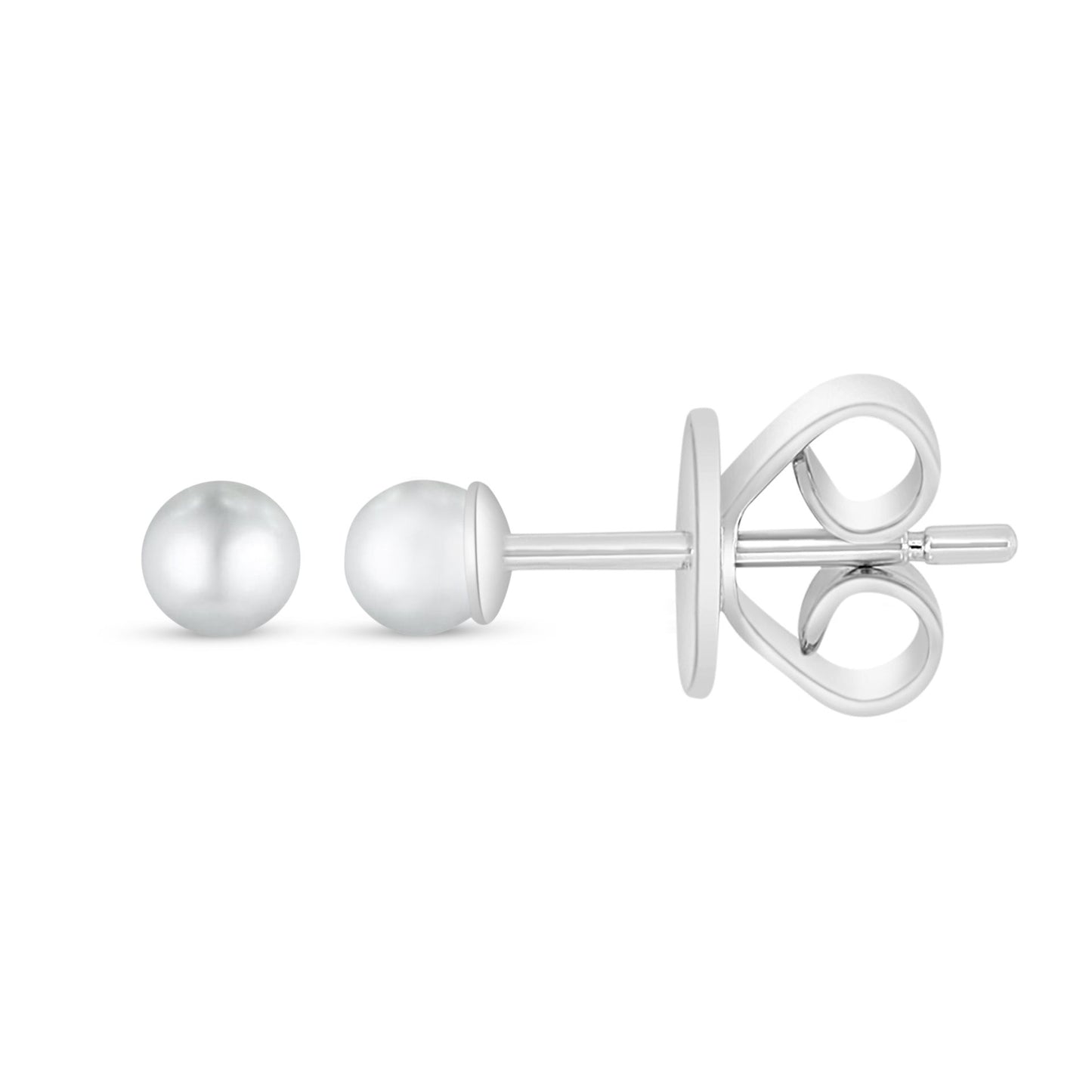 Sterling Silver 925 Earring Rhodium Plated Embedded With Natural White Pearl