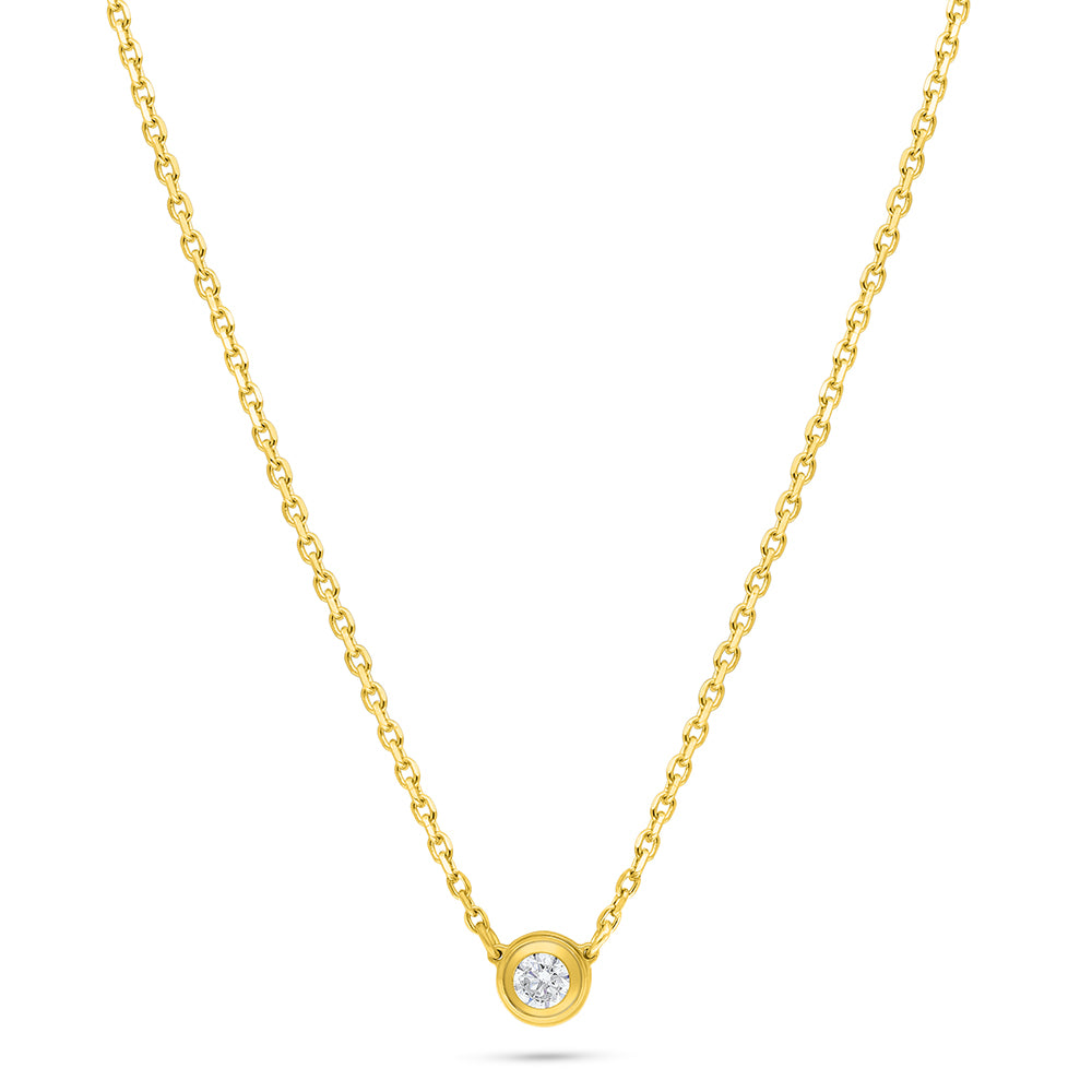 Sterling Silver 925 Necklace Golden Plated Embedded With White Zircon