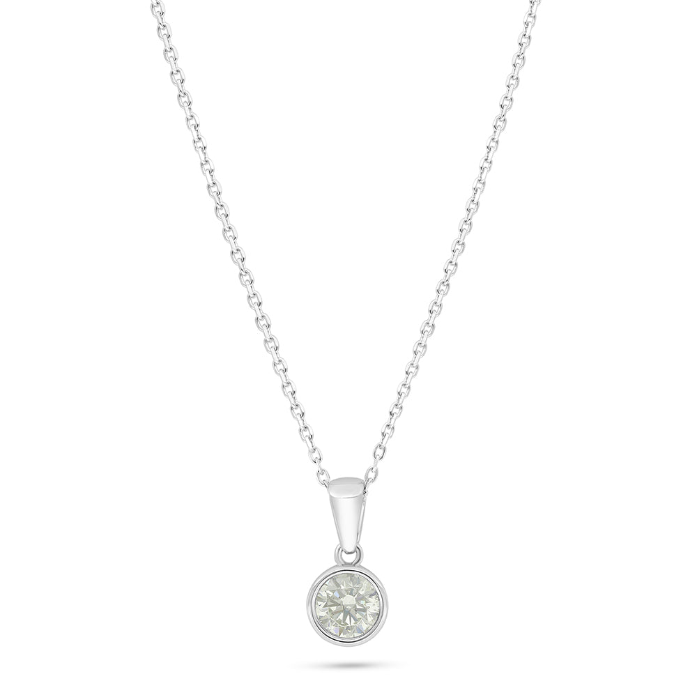 Sterling Silver 925 Necklace Rhodium Plated Embedded With Diamond Zircon