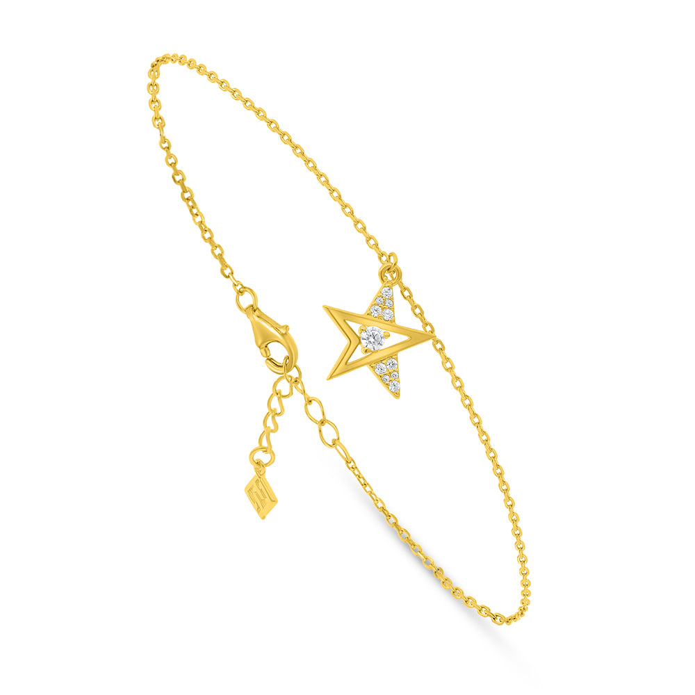 Sterling Silver 925 Bracelet Golden Plated Embedded With White Zircon