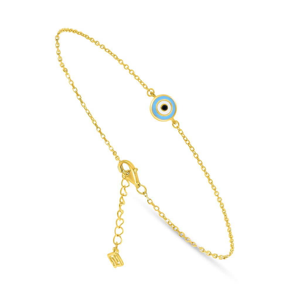 Sterling Silver 925 Bracelet Golden Plated Embedded With Black And Blue And White Enemal