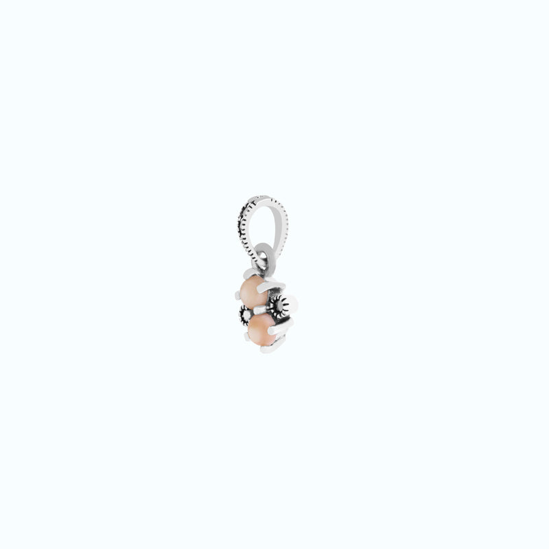 Sterling Silver 925 Pendant Embedded With Natural Pink Shell And Marcasite Stones