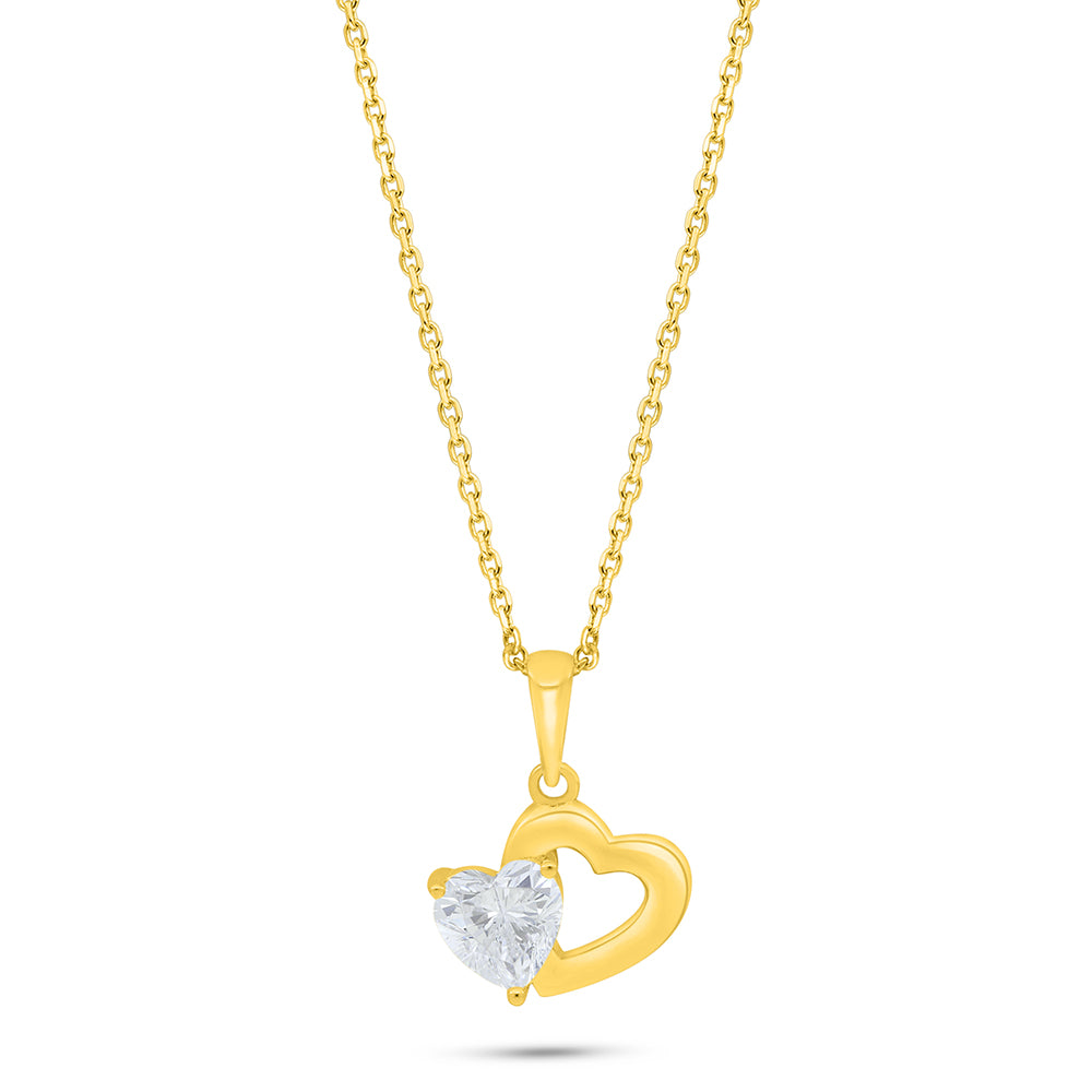 Sterling Silver 925 Necklace Golden Plated Embedded With White Zircon