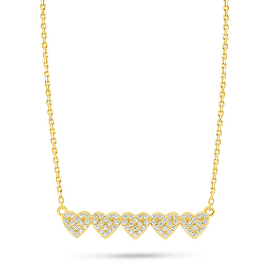 Sterling Silver 925 Necklace Golden Plated Embedded With White Zircon