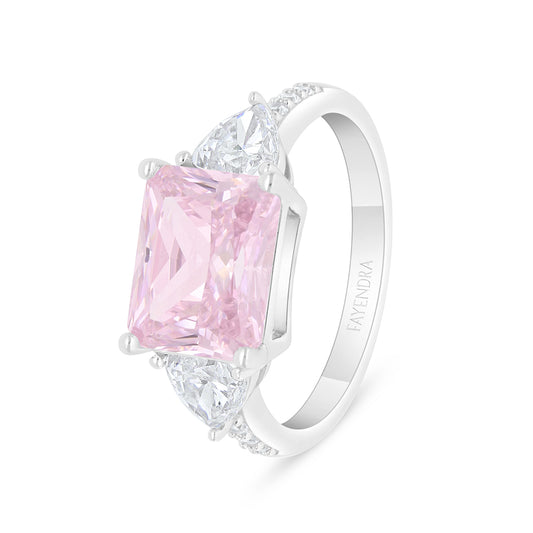 خاتم من الفضة الخالصة عيار 925 مطلي روديوم مرصع زركون بنك و فص ابيض