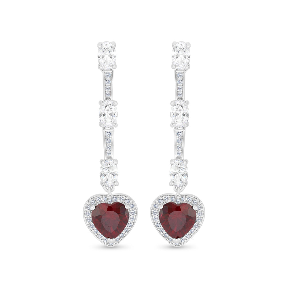 اقراط من الفضة الخالصة عيار 925 مطلية روديوم مرصعة ياقوت كروندوم و فص ابيض