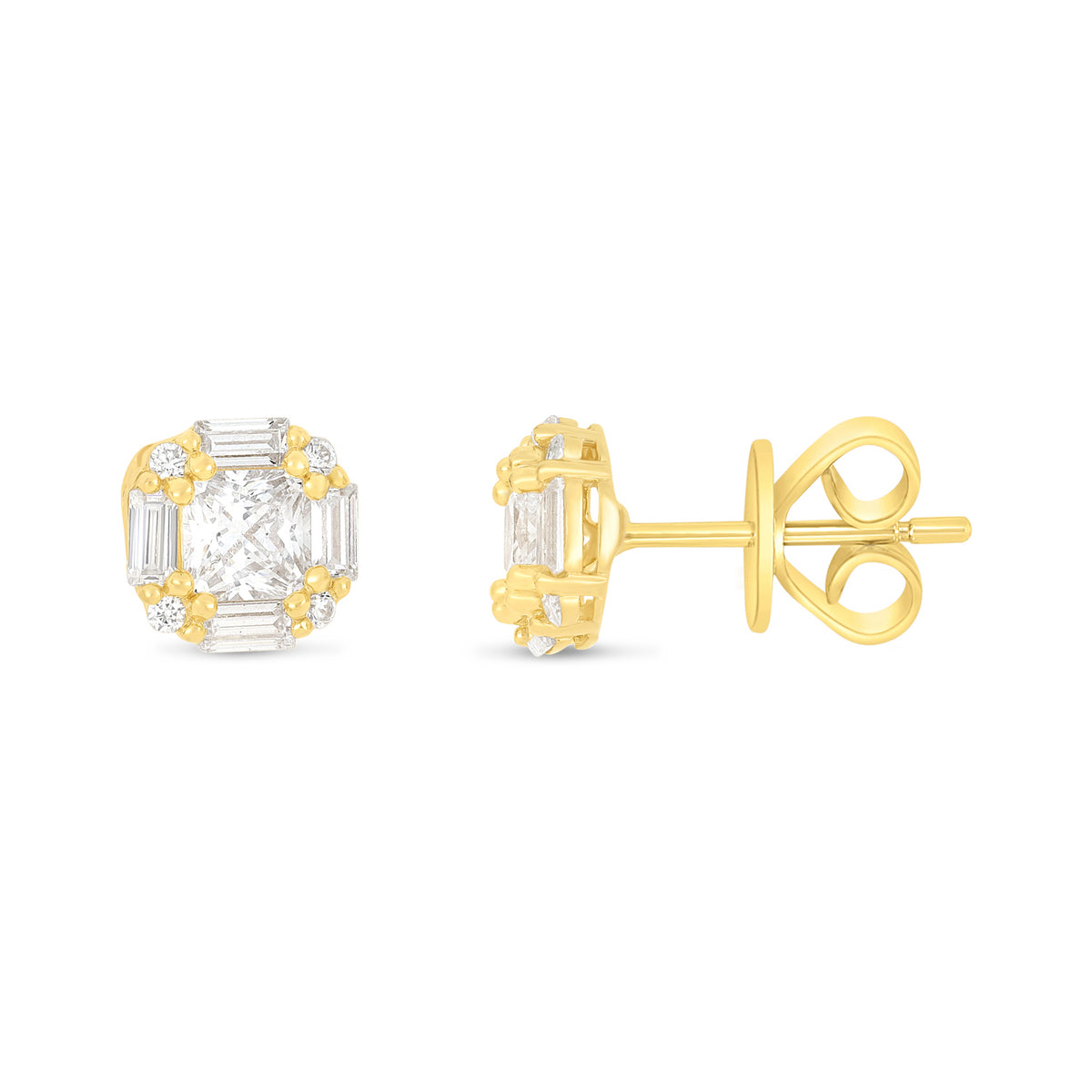 Sterling Silver 925 Earring Golden Plated Embedded With White Zircon