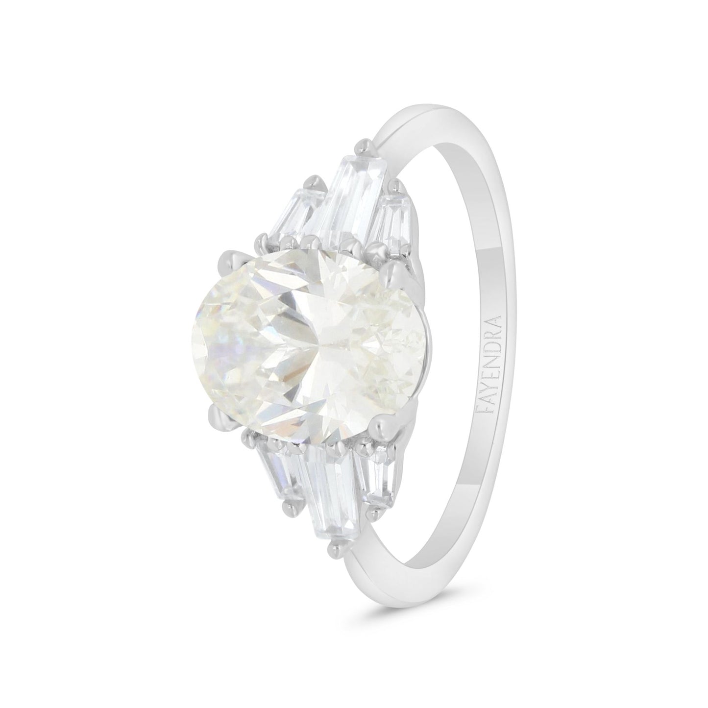Sterling Silver 925 Ring Rhodium Plated Embedded With Diamond Zircon And White Zircon