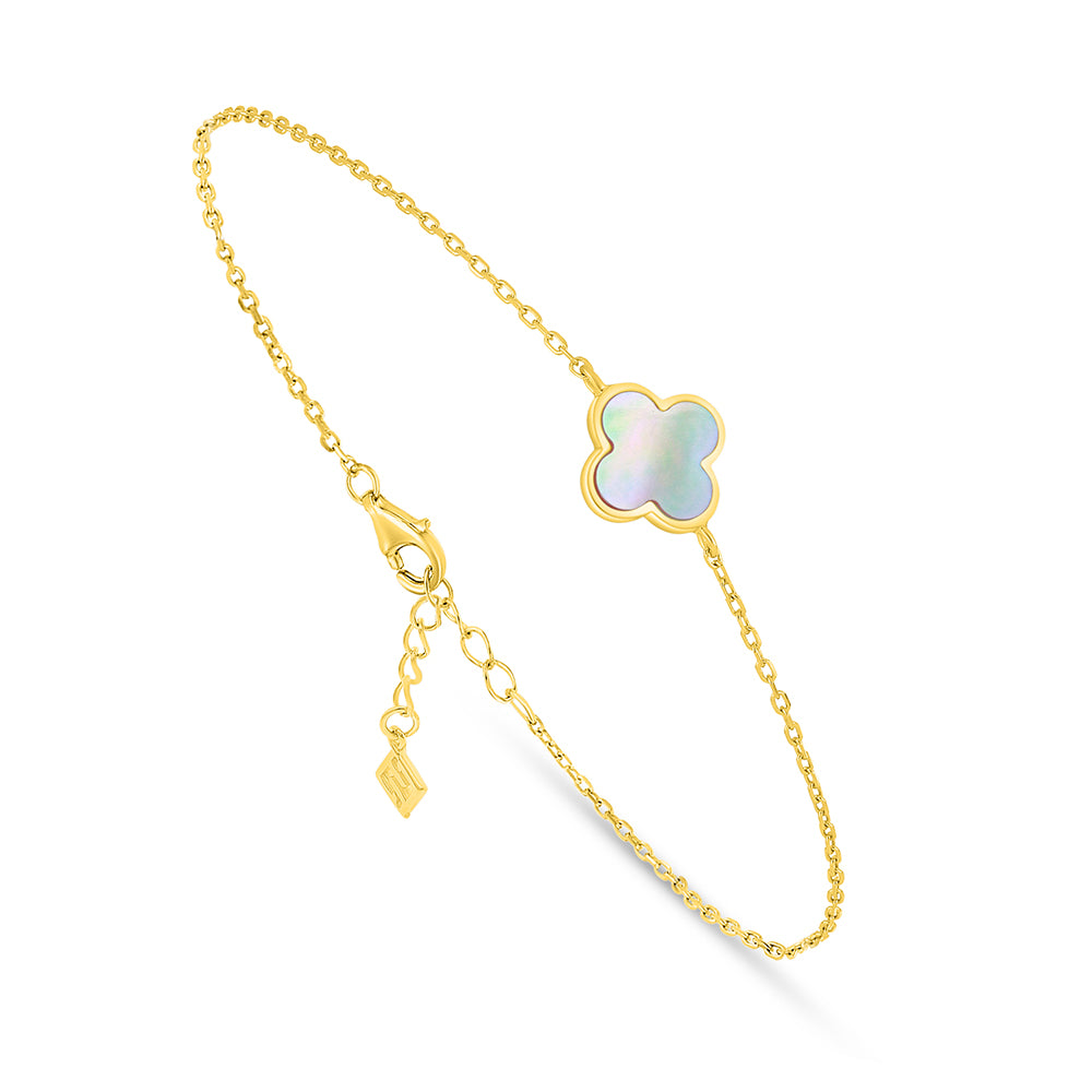 Sterling Silver 925 Bracelet Golden Plated Embedded With Pink Shell