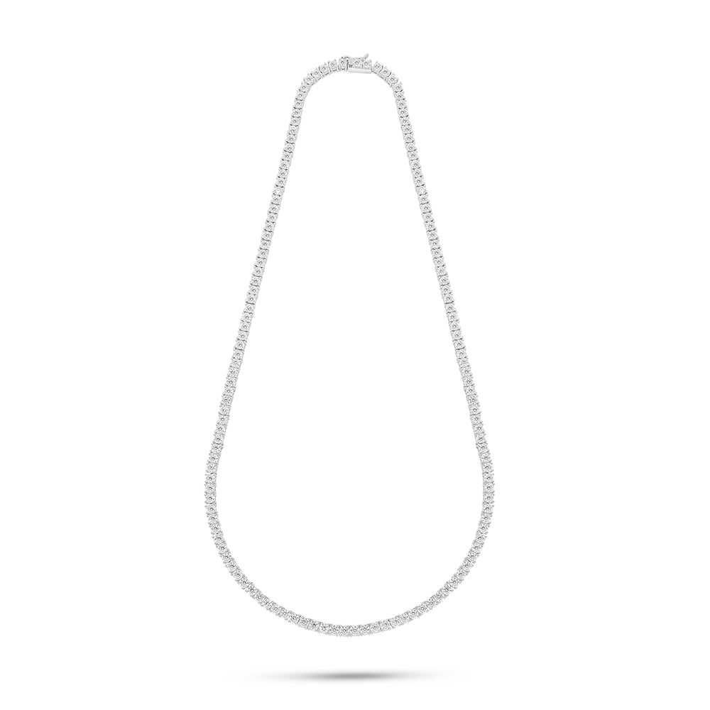 Sterling Silver 925 Necklace Rhodium Plated Embedded With White Zircon