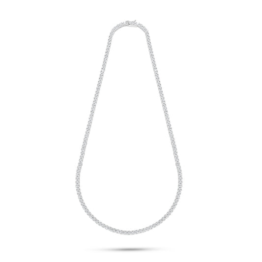 Sterling Silver 925 Necklace Rhodium Plated Embedded With White Zircon