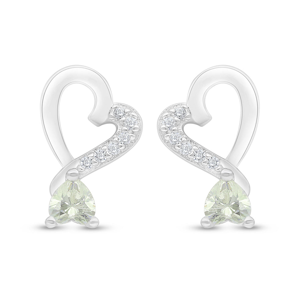 Sterling Silver 925 Earring Rhodium Plated Embedded With Diamond Zircon And White Zircon