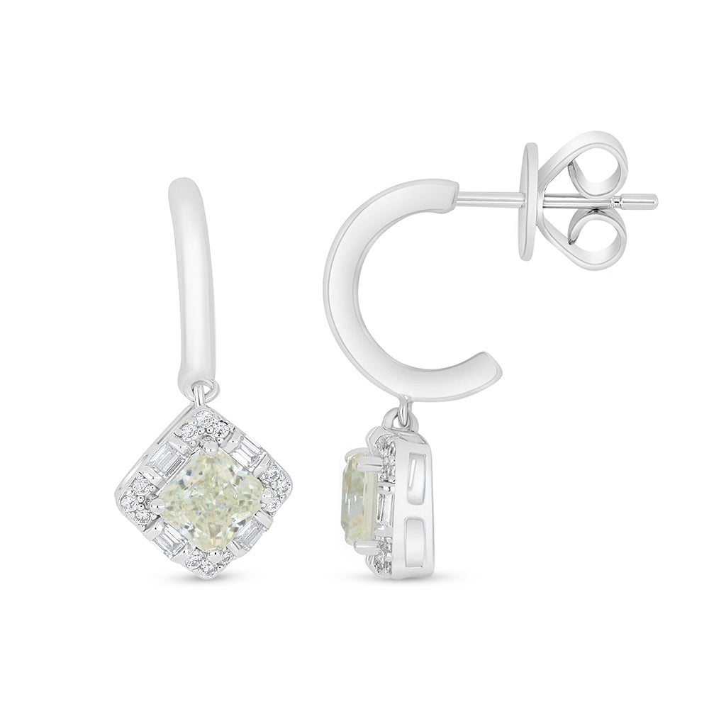 Sterling Silver 925 Earring Rhodium Plated Embedded With Diamond Zircon And White Zircon