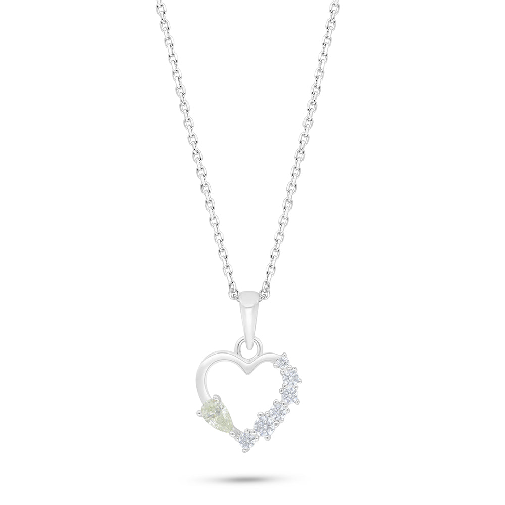 Sterling Silver 925 Necklace Rhodium Plated Embedded With Diamond Zircon And White Zircon