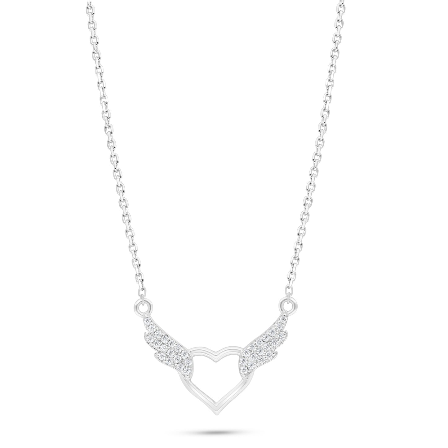 Sterling Silver 925 Necklace Rhodium Plated Embedded With White Zircon