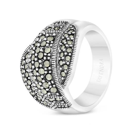 Sterling Silver 925 Ring Embedded With Marcasite Stones