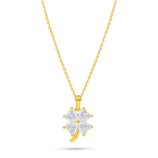 Sterling Silver 925 Necklace Golden Plated Embedded With White Zircon