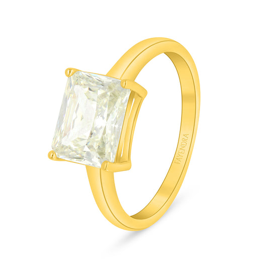 Sterling Silver 925 Ring Golden Plated Embedded With Yellow Diamond