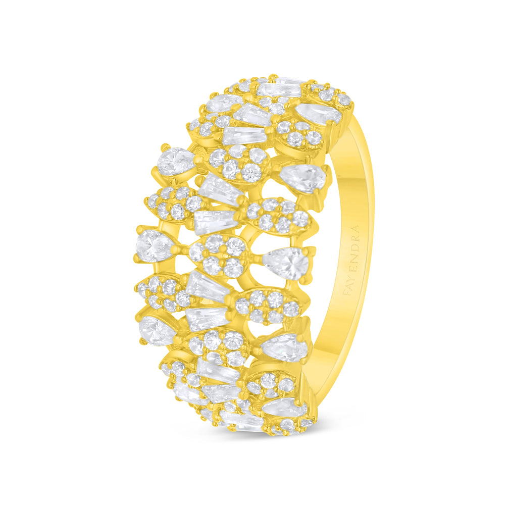 Sterling Silver 925 SET Golden Plated Embedded With White Zircon