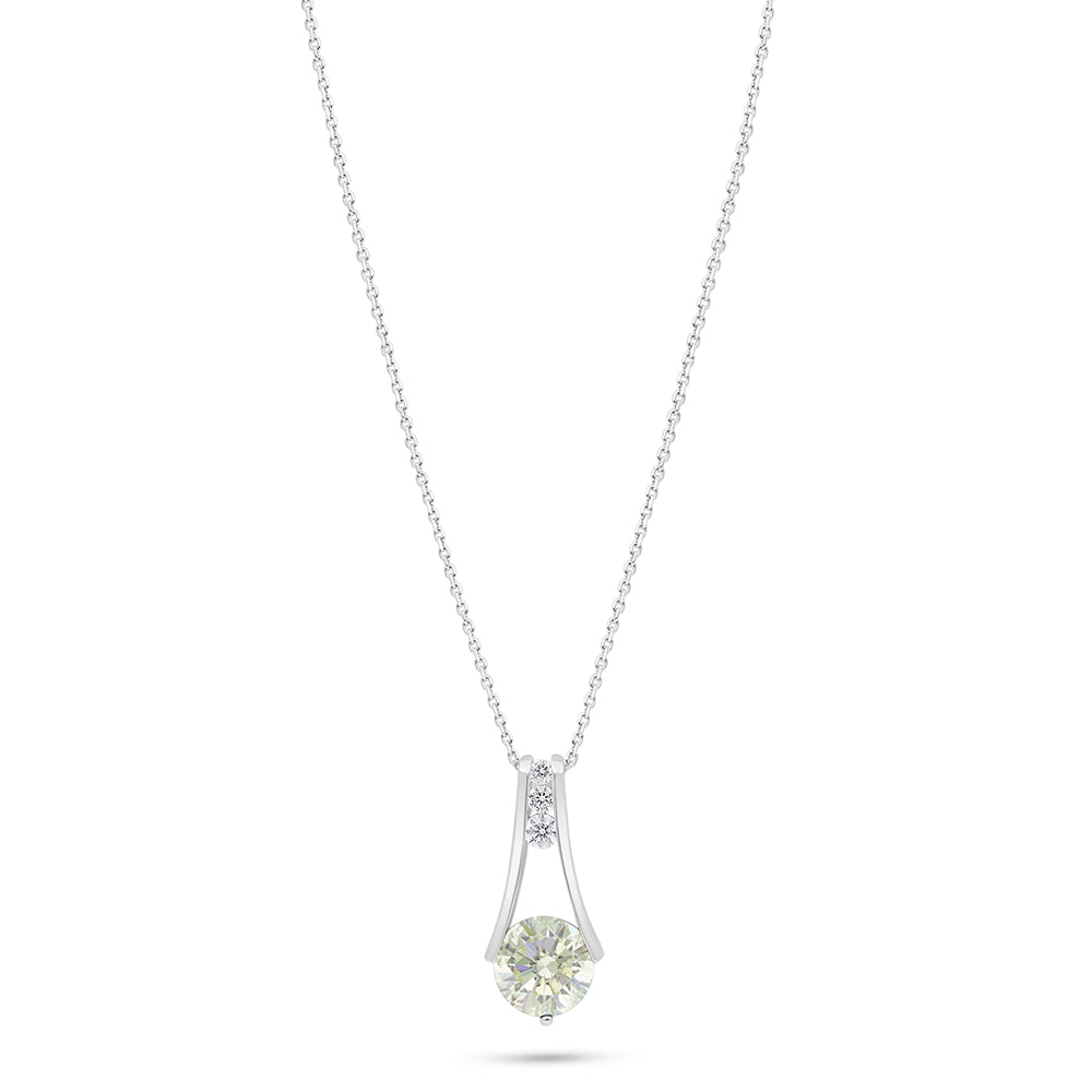 Sterling Silver 925 Necklace Rhodium Plated Embedded With Diamond Zircon And White Zircon