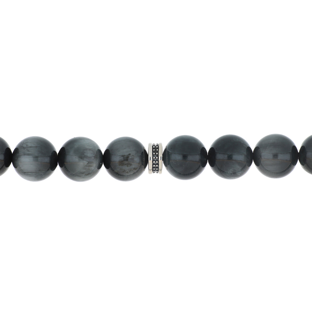 Oxidized Silver Rosary Beads – 33 Handmade Prayer Beads Set with elegant black beads and silver accents.