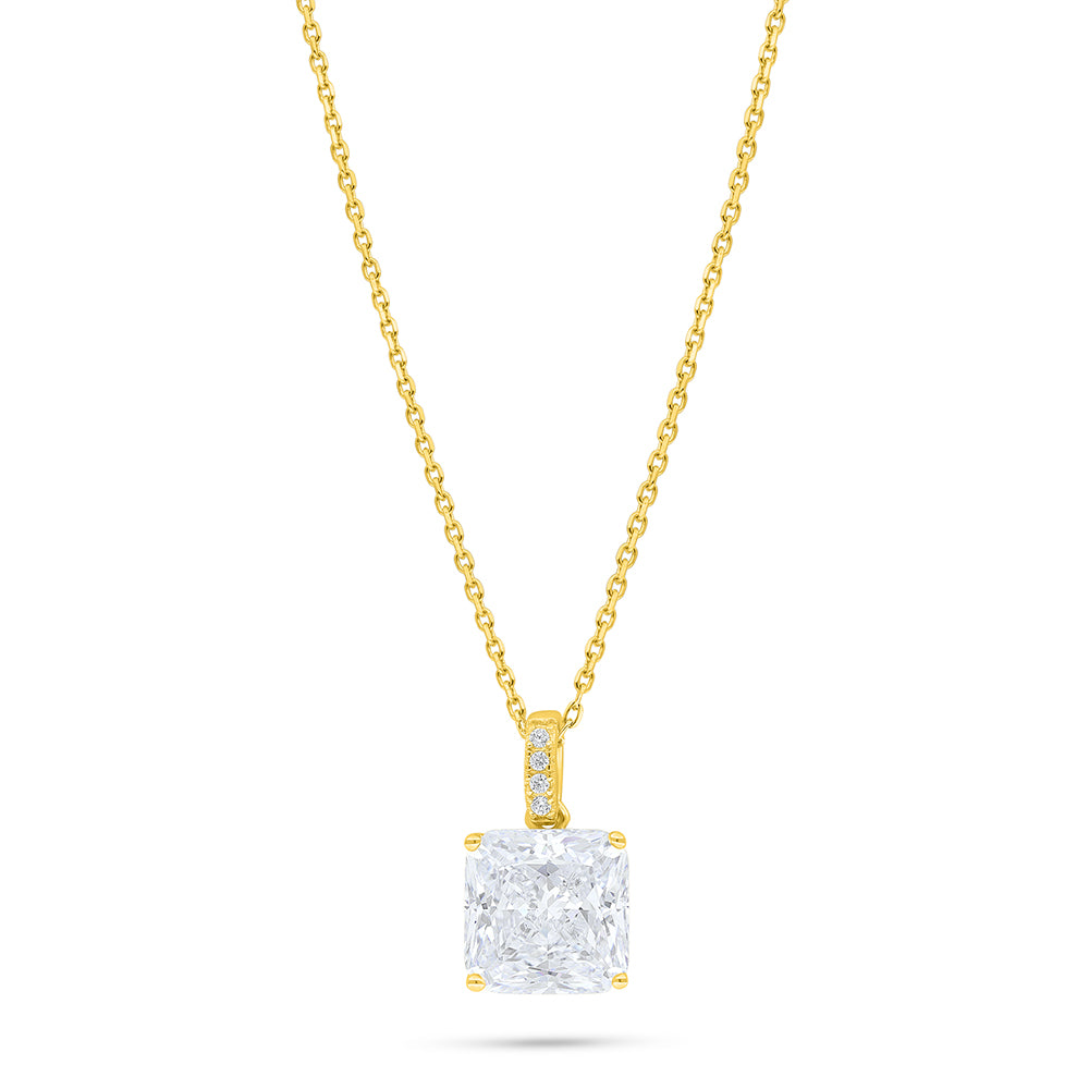Sterling Silver 925 Necklace Golden Plated Embedded With White Zircon