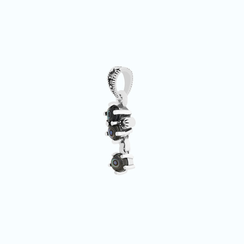 Sterling Silver 925 Pendant Embedded With Natural Blue Shell And Marcasite Stones