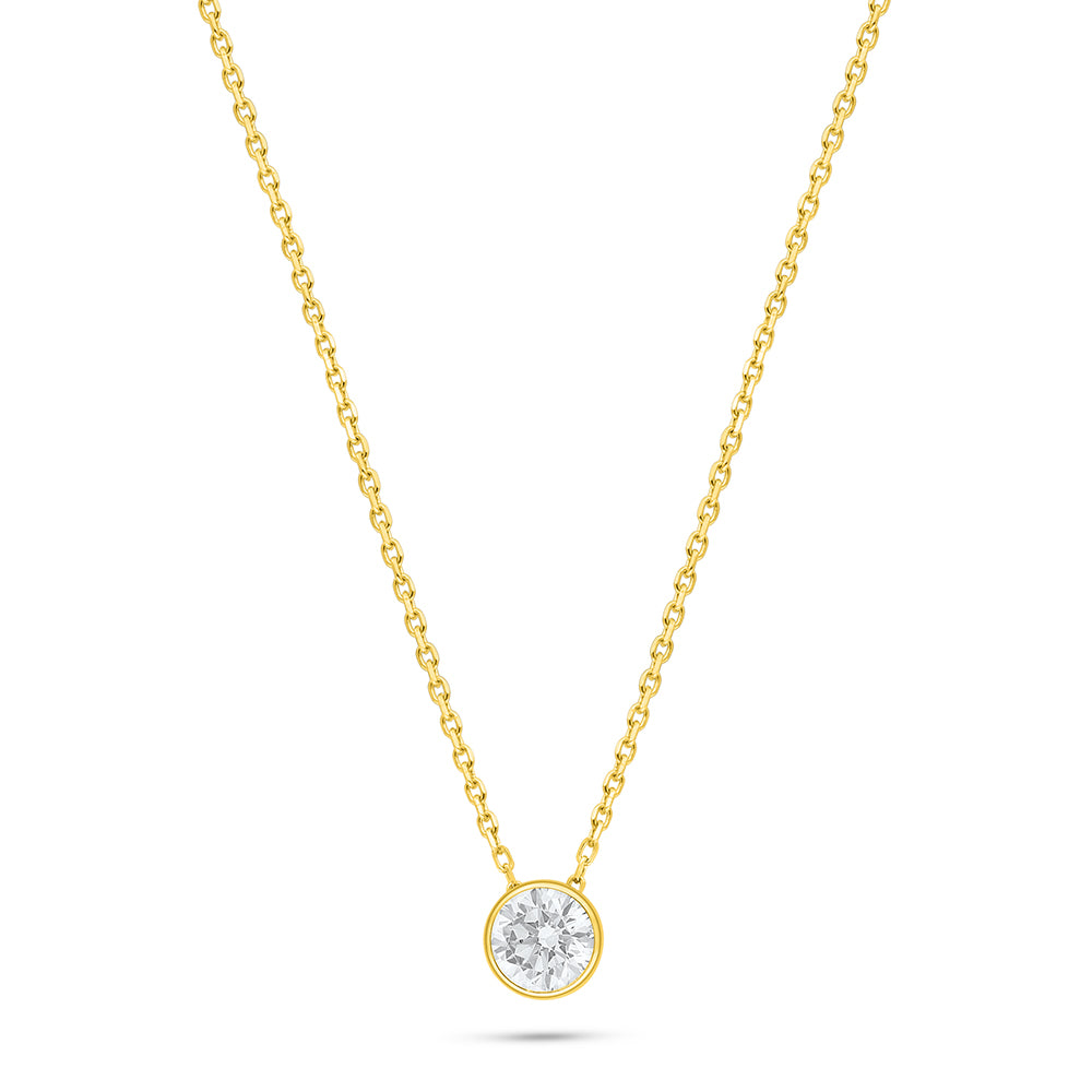 Sterling Silver 925 Necklace Golden Plated Embedded With White Zircon