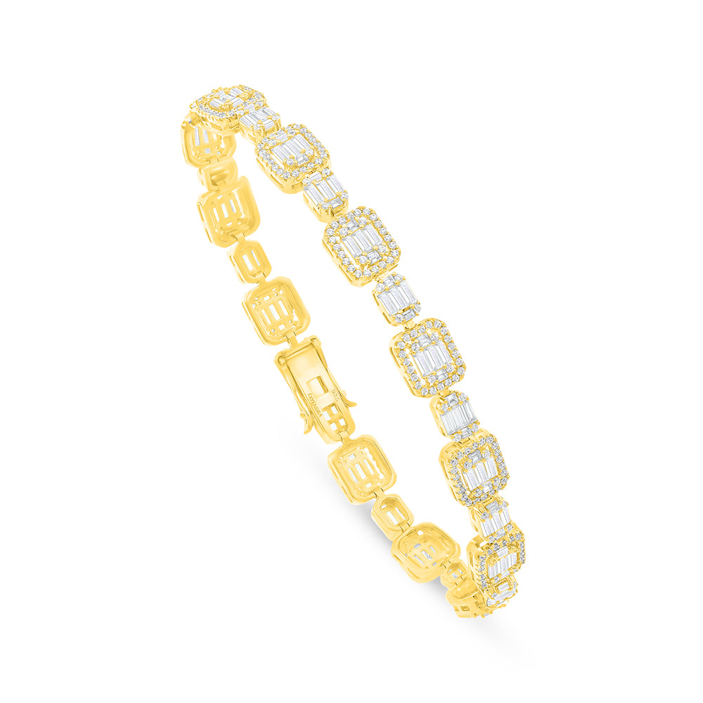 Sterling Silver 925 Bracelet Golden Plated Embedded With White Zircon