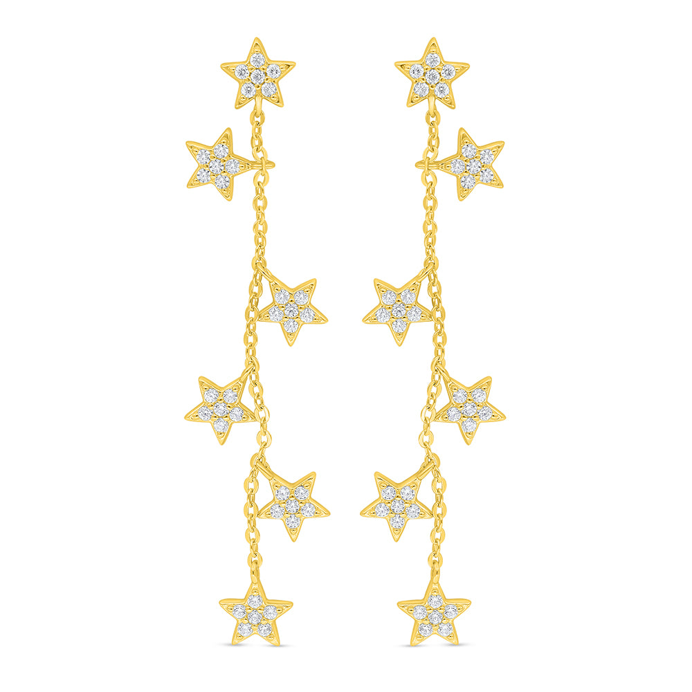 Sterling Silver 925 Earring Golden Plated Embedded With White Zircon