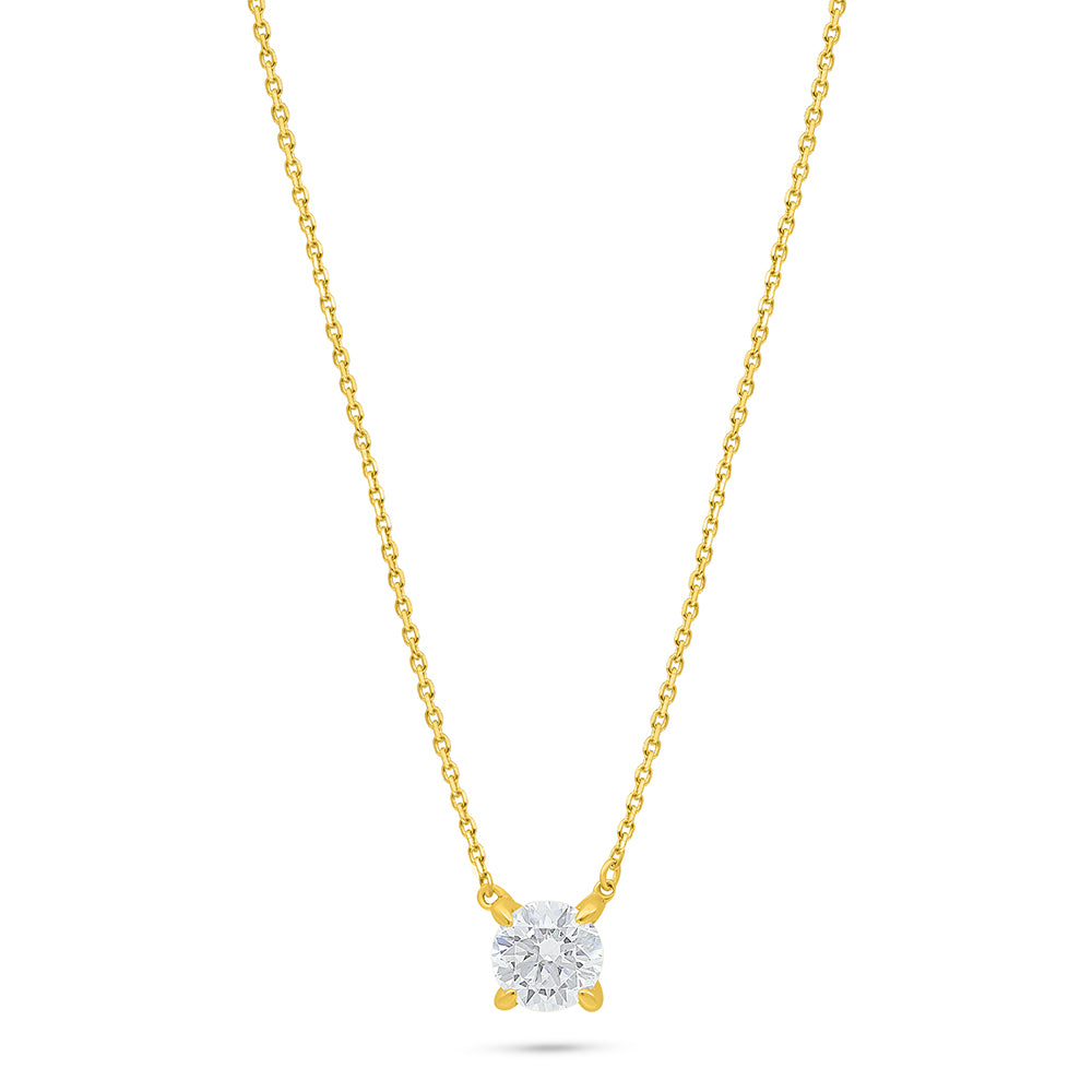 Sterling Silver 925 Necklace Golden Plated Embedded With White Zircon