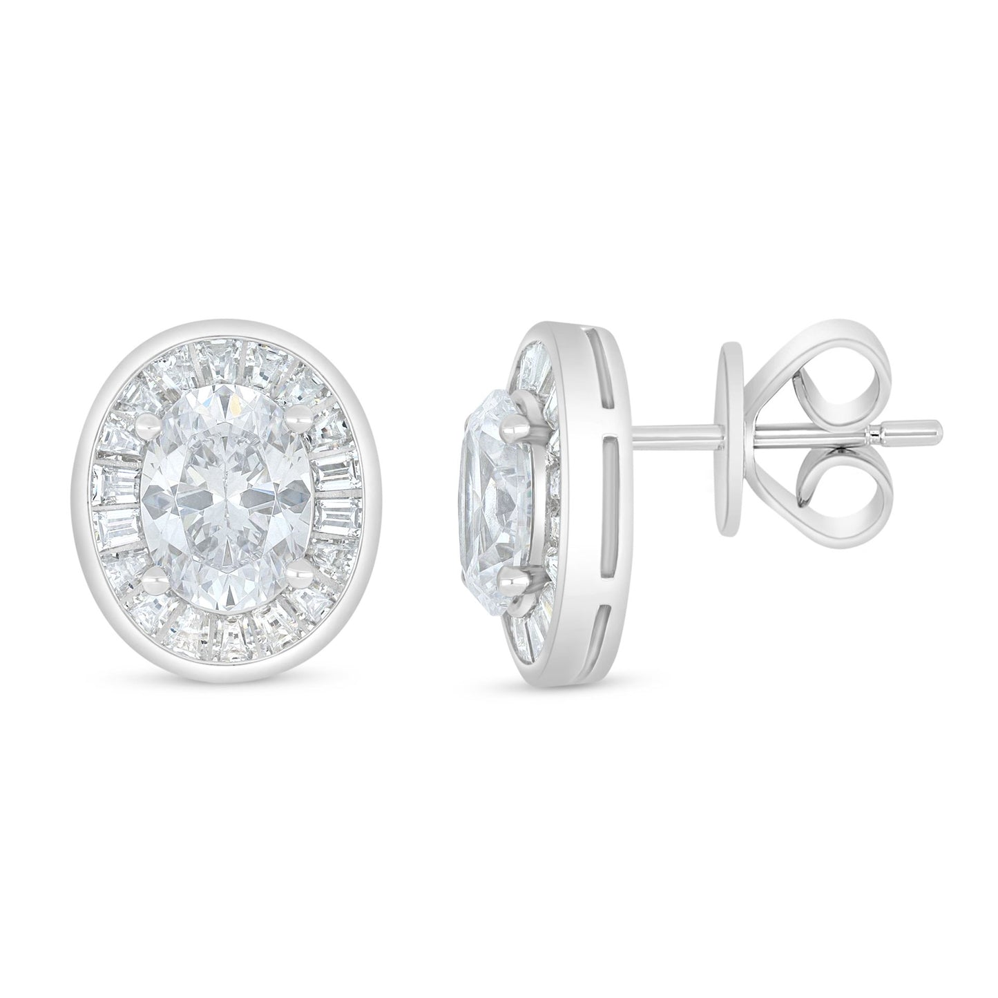 Sterling Silver 925 Earring Rhodium Plated Embedded With White Zircon