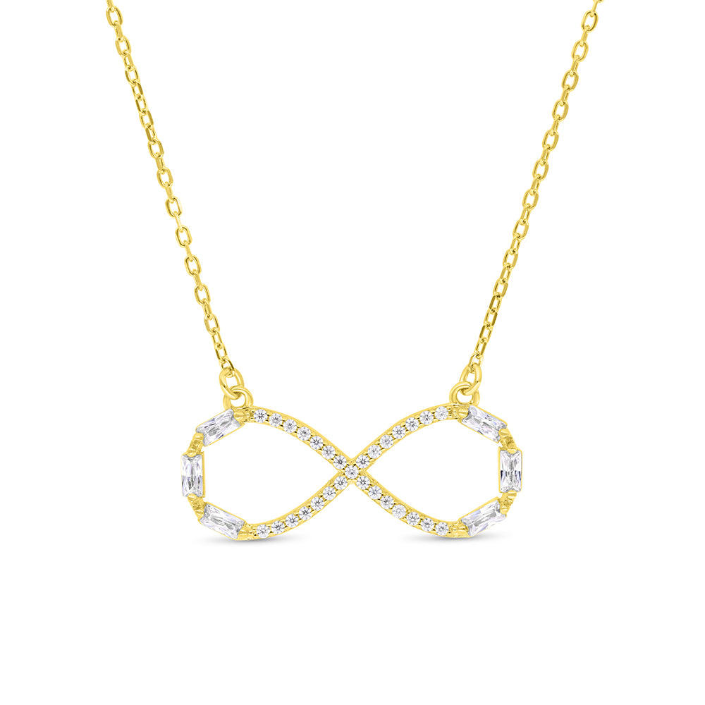 Sterling Silver 925 Necklace Gold Plated Embedded With White Zircon