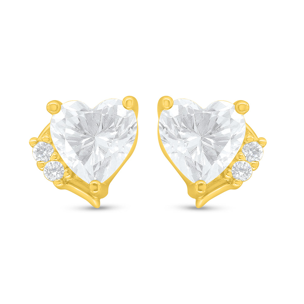 اقراط من الفضة الخالصة عيار 925 مطلية ذهبي مرصعة فص ابيض