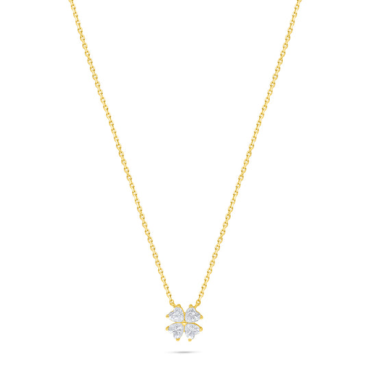 Sterling Silver 925 Necklace Golden Plated Embedded With White Zircon