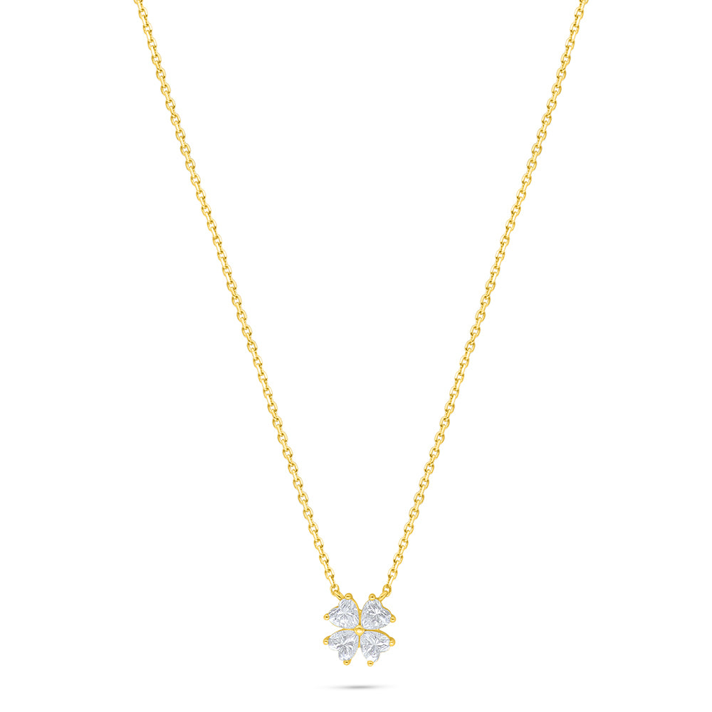 Sterling Silver 925 Necklace Golden Plated Embedded With White Zircon