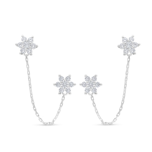 اقراط من الفضة الخالصة عيار 925 مطلية روديوم مرصعة فص ابيض