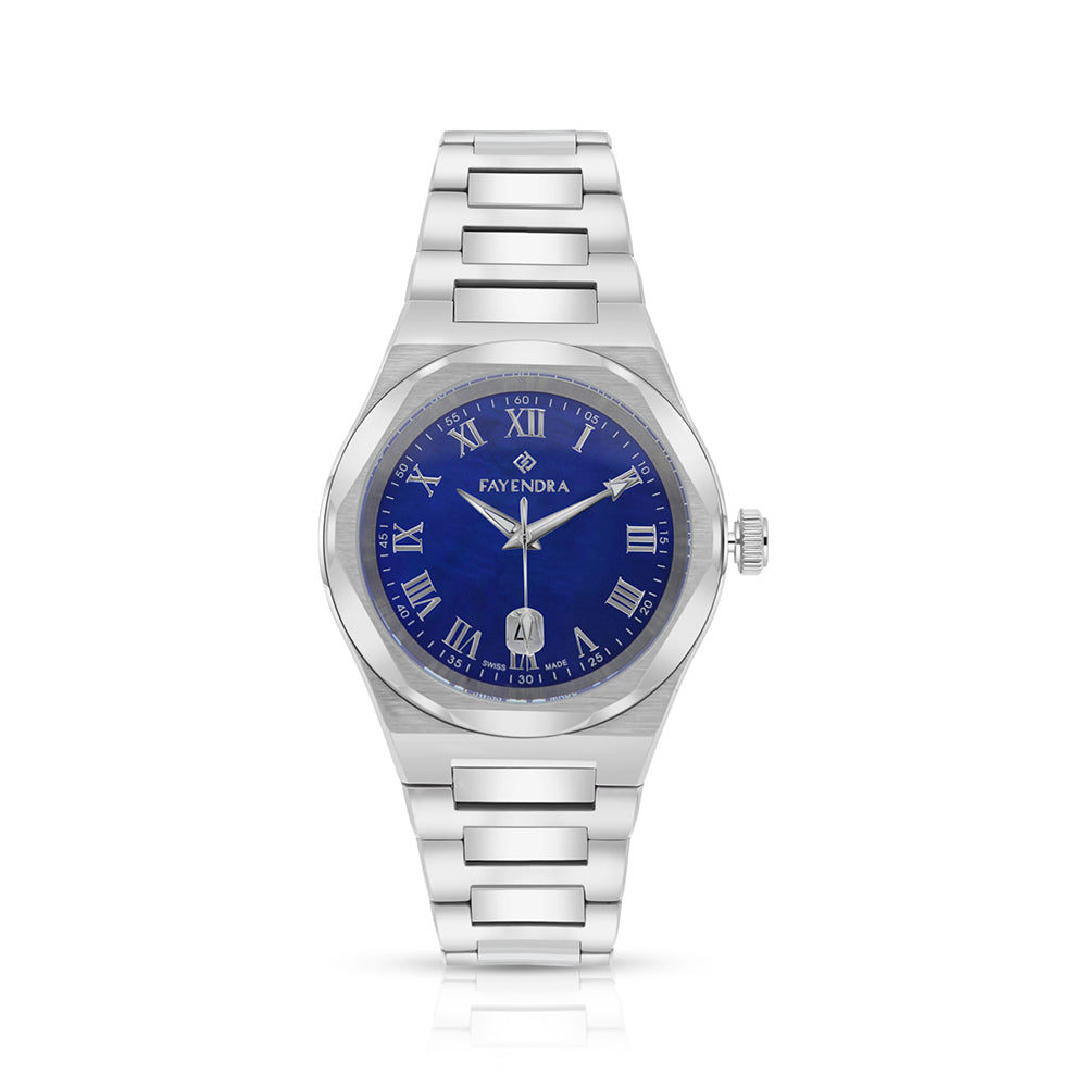 Stainless Steel 316L Watch Silver Color For Men - blue MOP dial
