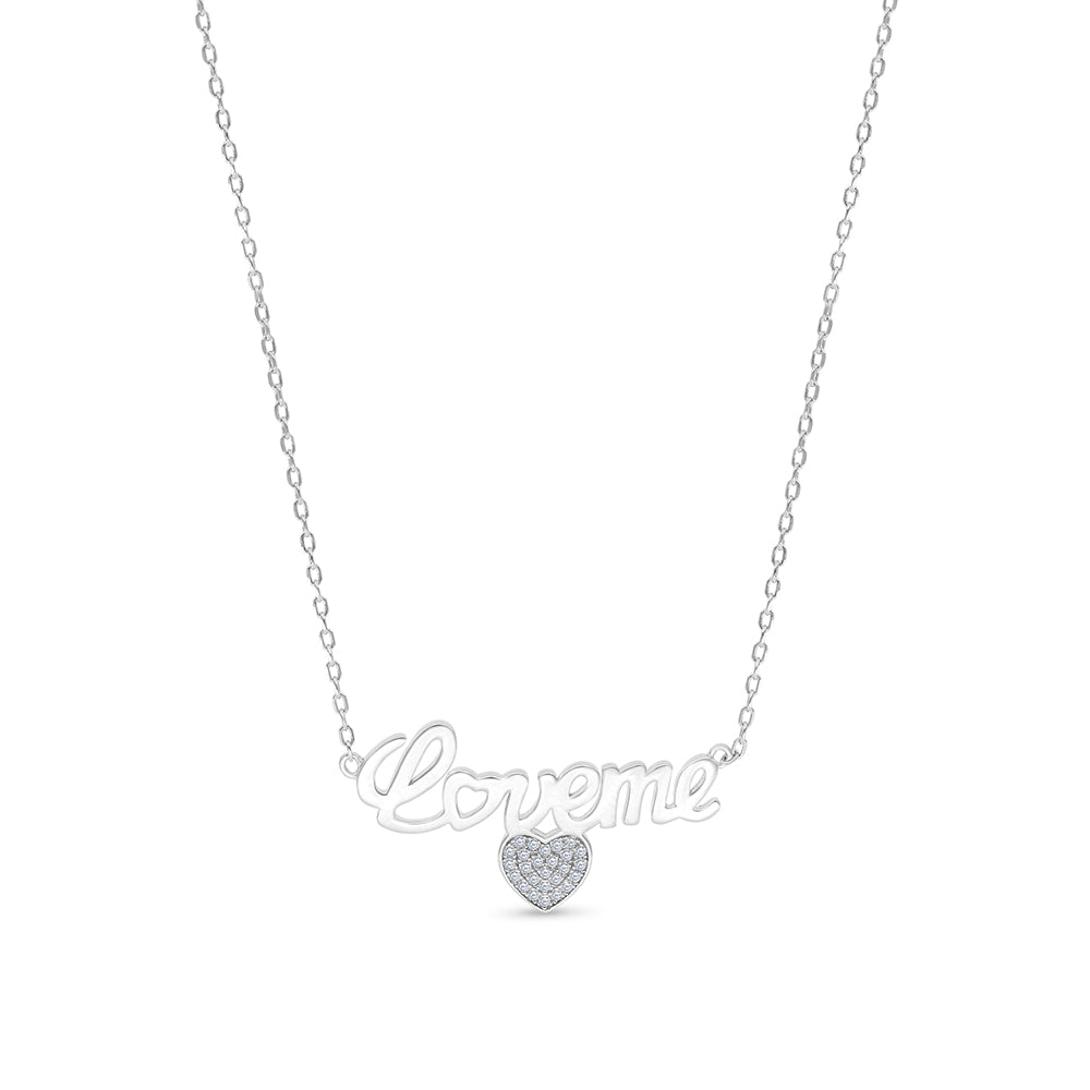 Sterling Silver 925 Necklace Rhodium Plated Embedded With White CZ