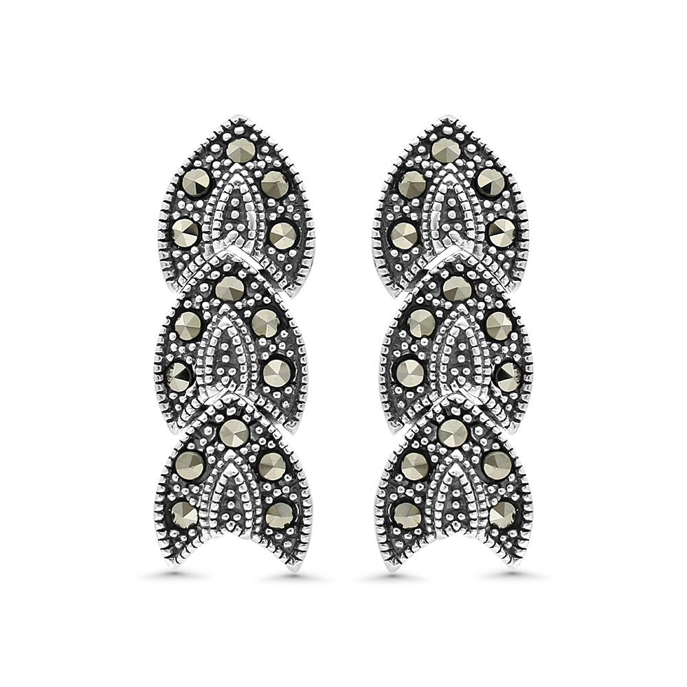 Sterling Silver 925 Earring Embedded With Marcasite Stones