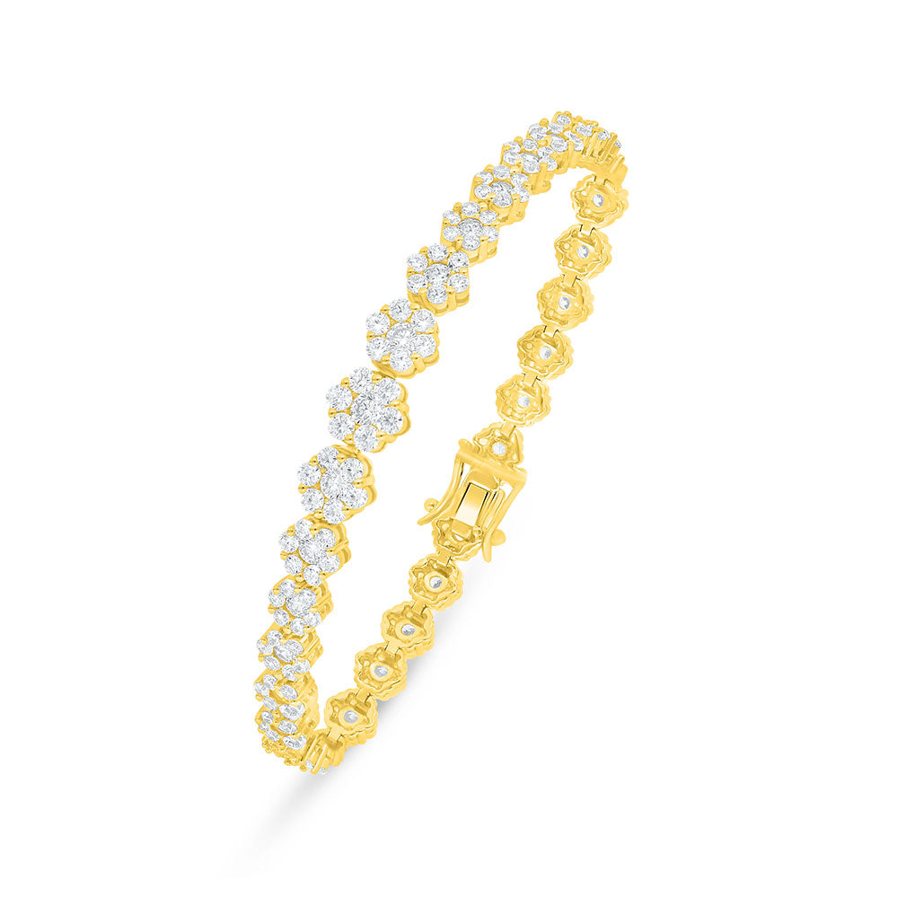 Sterling Silver 925 Bracelet Golden Plated Embedded With Yellow Diamond