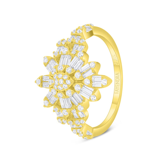 خاتم من الفضة الخالصة عيار 925 مطلي ذهبي مرصع فص ابيض