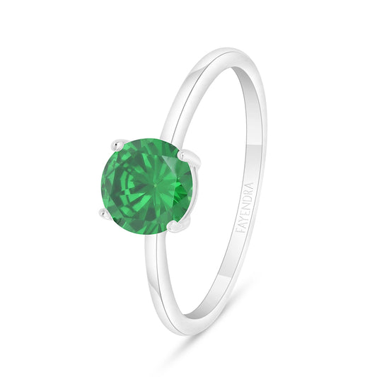 خاتم من الفضة الخالصة عيار 925 مطلي روديوم مرصع زركون زمردي