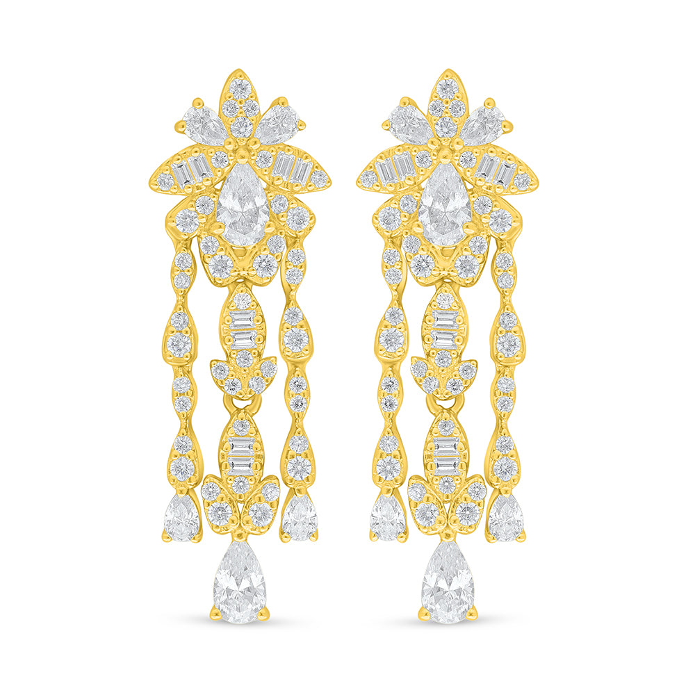 Sterling Silver 925 SET Golden Plated Embedded With White Zircon